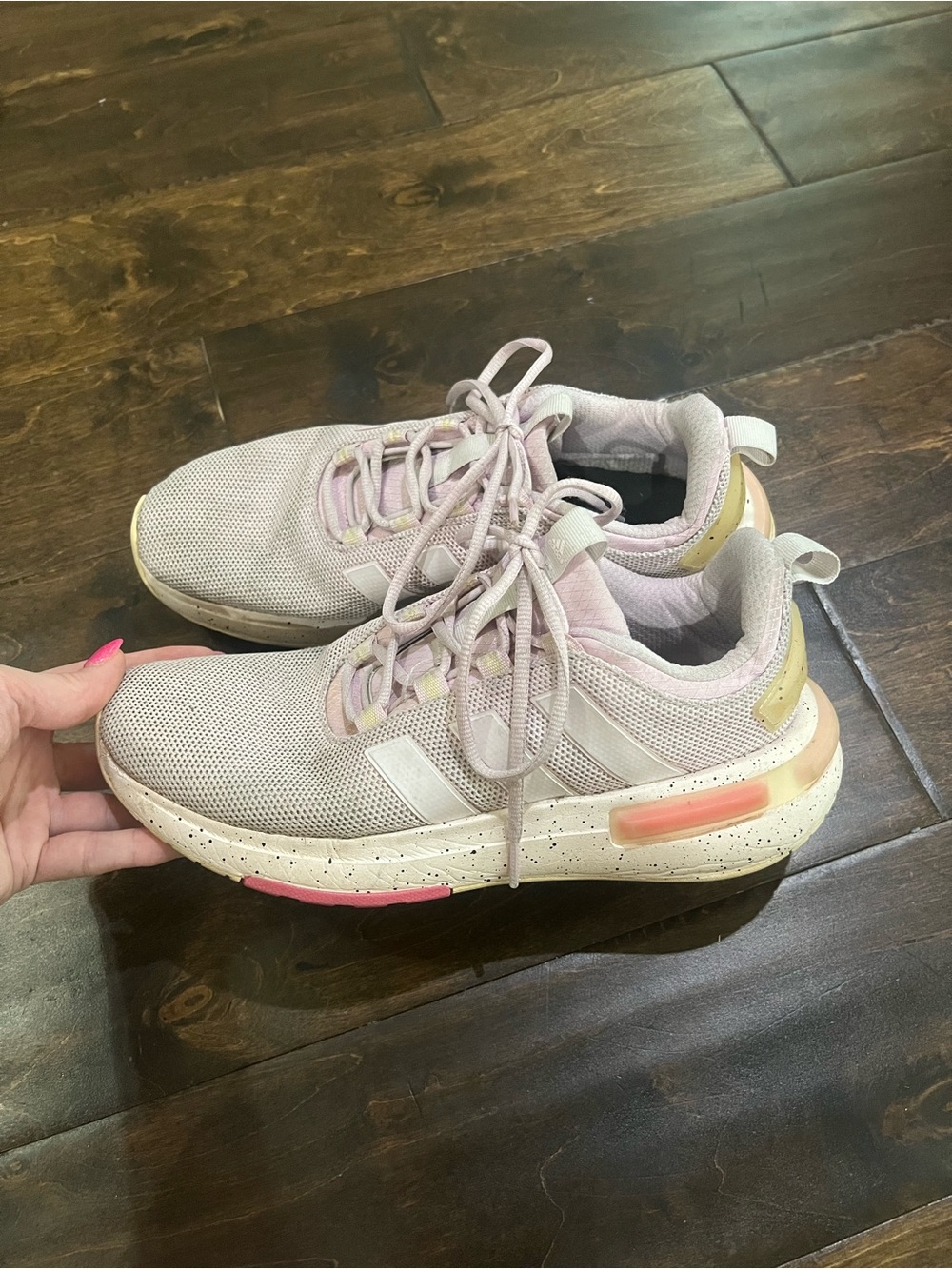 adidas Women's Light Pink and Cream Athletic Sneakers